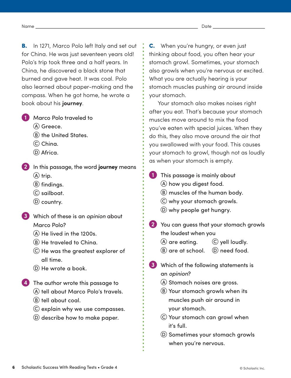 Scholastic Success with Reading Tests Grade 4 Workbook