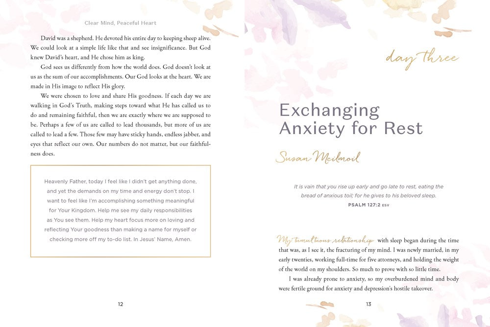 Clear Mind, Peaceful Heart: 50 Devotions for Sleeping Well in a World Full of Worry (A 50-Day Devotional) - The Perfect Christian Christmas Gift for Women