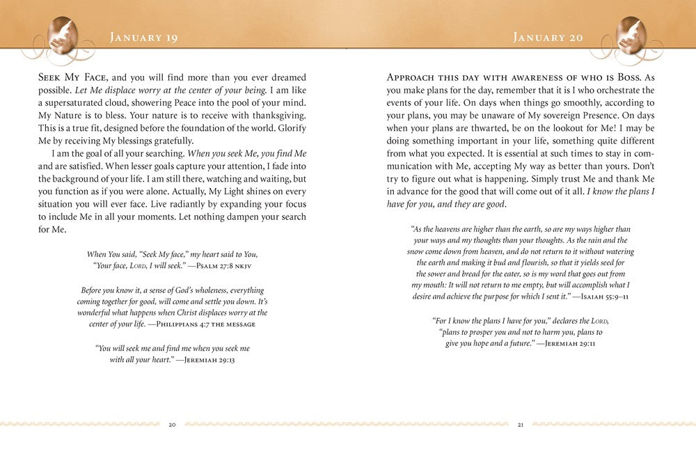Jesus Calling, Large Text Brown Leathersoft, with Full Scriptures: Enjoying Peace in His Presence (a 365-Day Devotional) - The Perfect Christian Chris