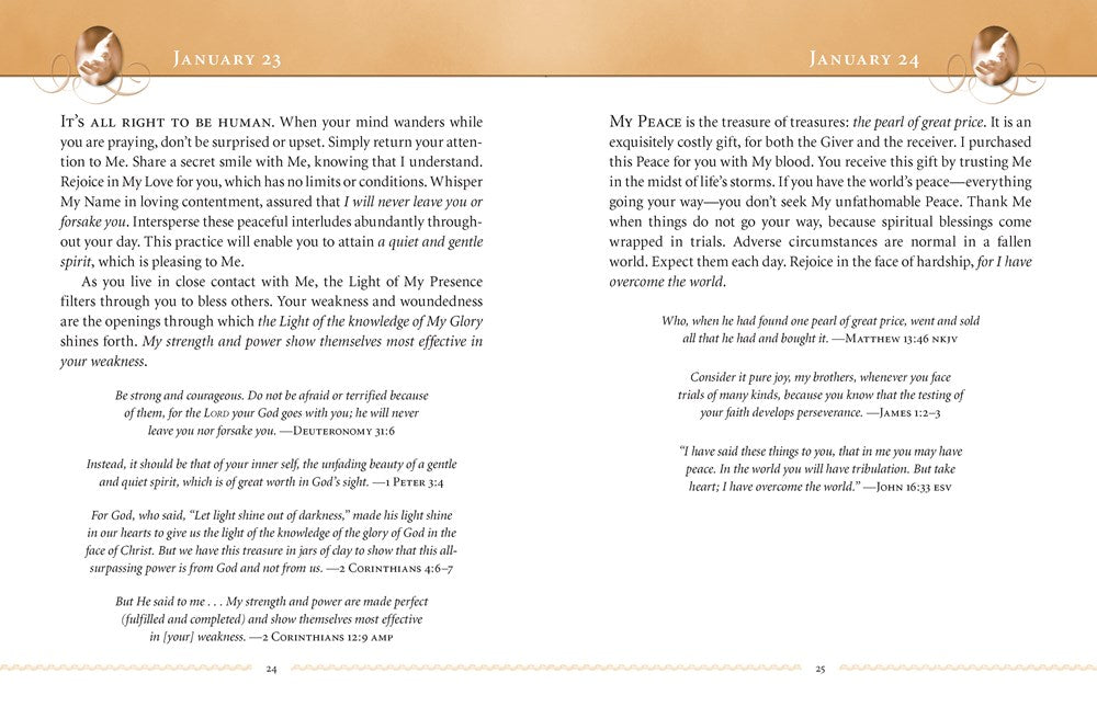 Jesus Calling, Large Text Brown Leathersoft, with Full Scriptures: Enjoying Peace in His Presence (a 365-Day Devotional) - The Perfect Christian Chris