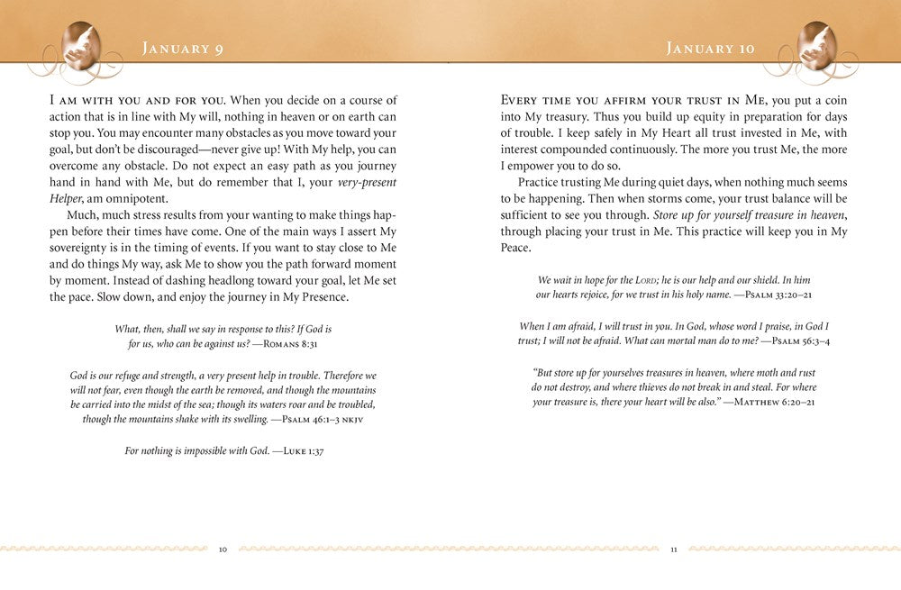 Jesus Calling, Large Text Brown Leathersoft, with Full Scriptures: Enjoying Peace in His Presence (a 365-Day Devotional) - The Perfect Christian Chris