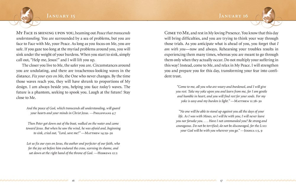 Jesus Calling, Large Text Brown Leathersoft, with Full Scriptures: Enjoying Peace in His Presence (a 365-Day Devotional) - The Perfect Christian Chris