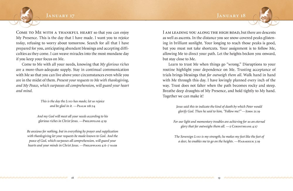 Jesus Calling, Large Text Brown Leathersoft, with Full Scriptures: Enjoying Peace in His Presence (a 365-Day Devotional) - The Perfect Christian Chris