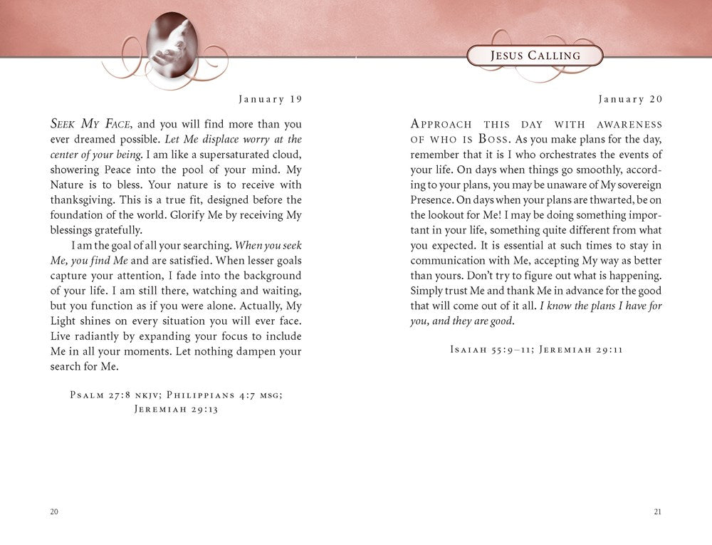 Jesus Calling, Pink Leathersoft, with Scripture References