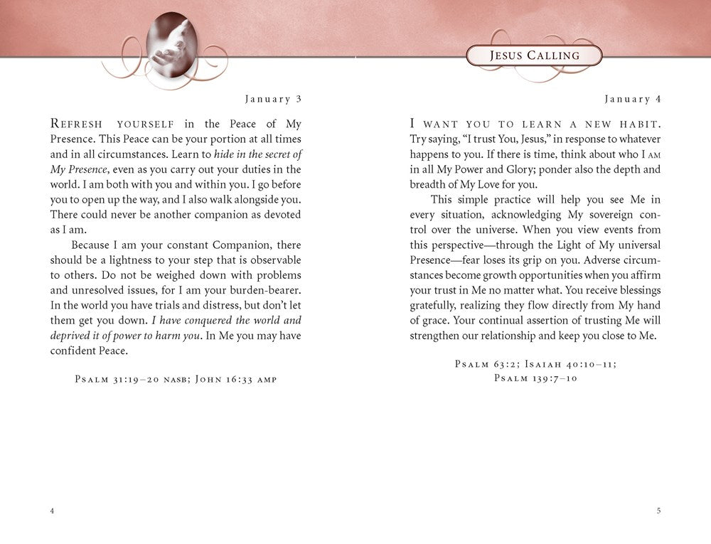 Jesus Calling, Pink Leathersoft, with Scripture References