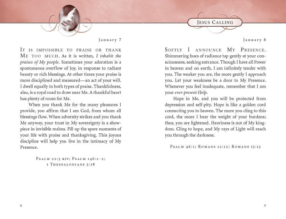 Jesus Calling, Pink Leathersoft, with Scripture References