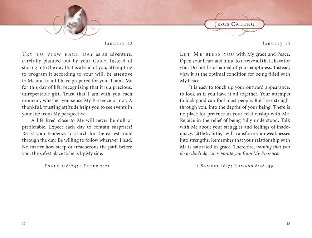 Jesus Calling, Pink Leathersoft, with Scripture References