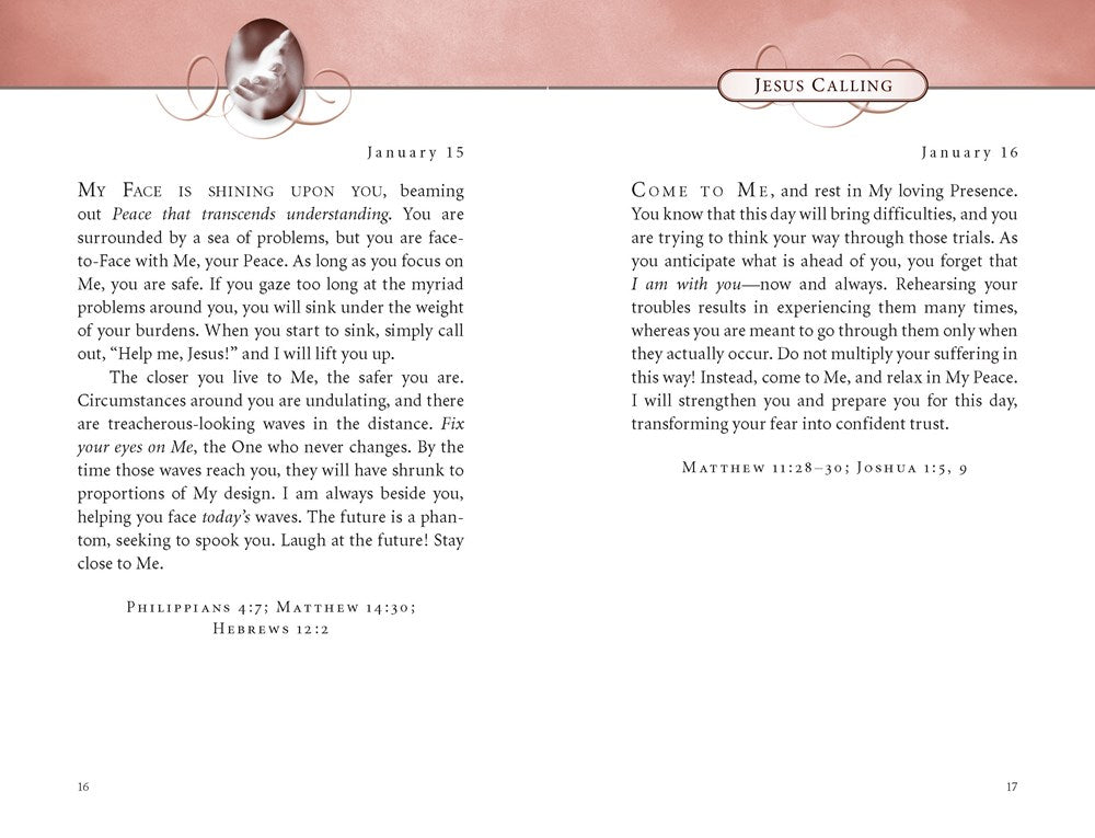 Jesus Calling, Pink Leathersoft, with Scripture References