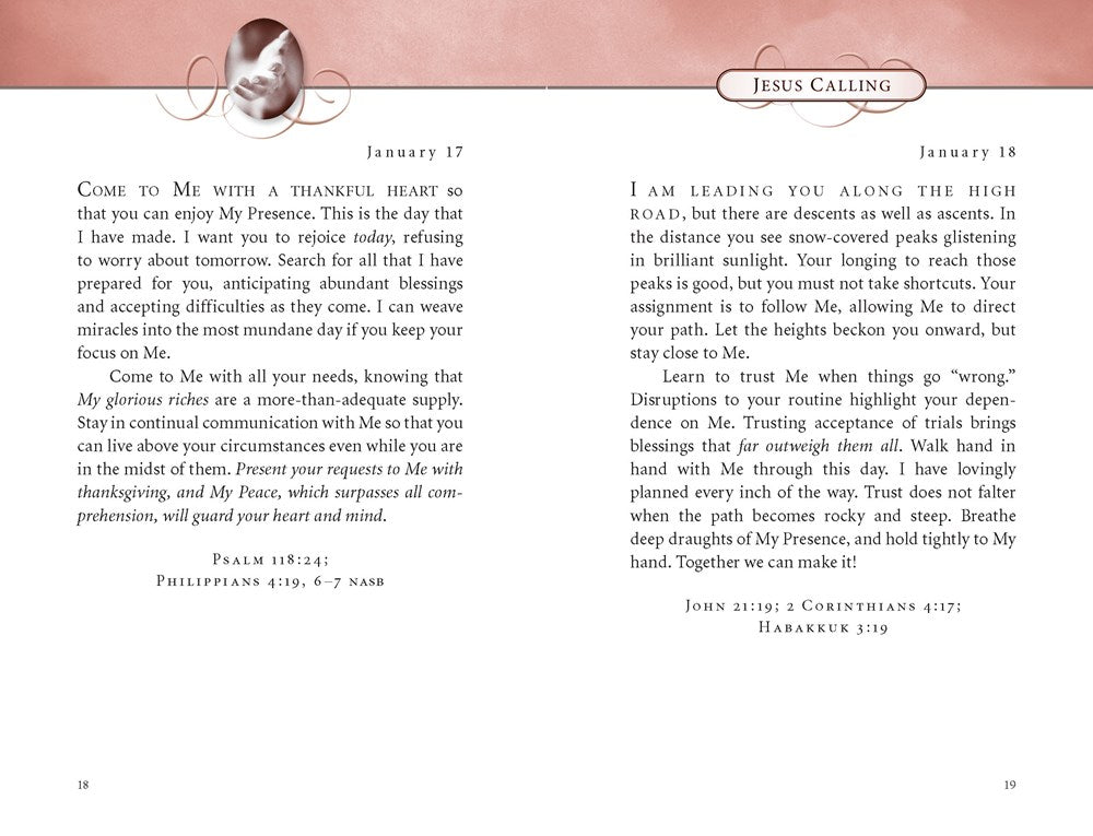 Jesus Calling, Pink Leathersoft, with Scripture References
