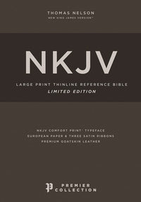 NKJV, Thinline Reference Bible, Large Print, Premium Goatskin Leather, Green, Premier Collection, Red Letter, Comfort Print