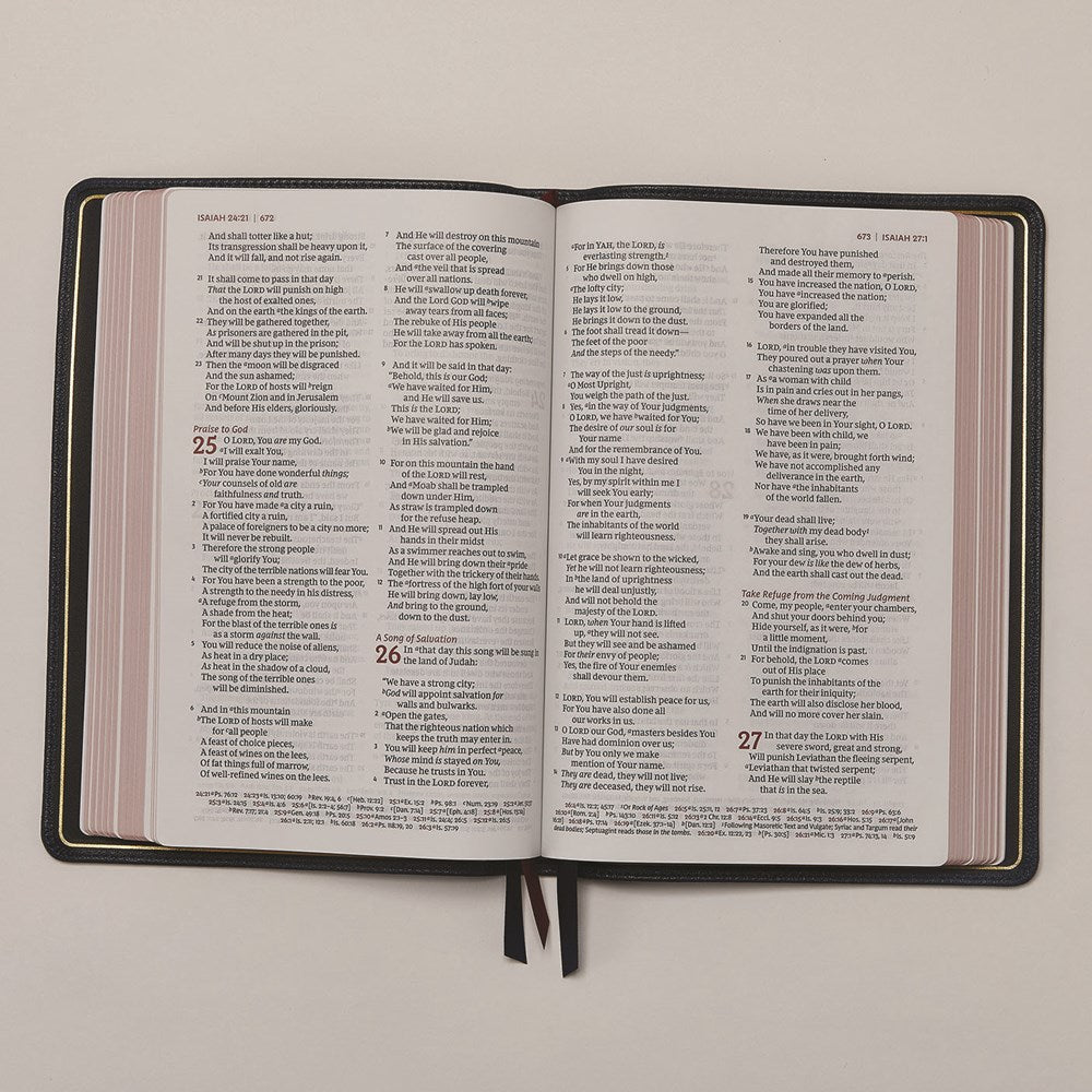 NKJV, Thinline Reference Bible, Large Print, Premium Goatskin Leather, Green, Premier Collection, Red Letter, Comfort Print