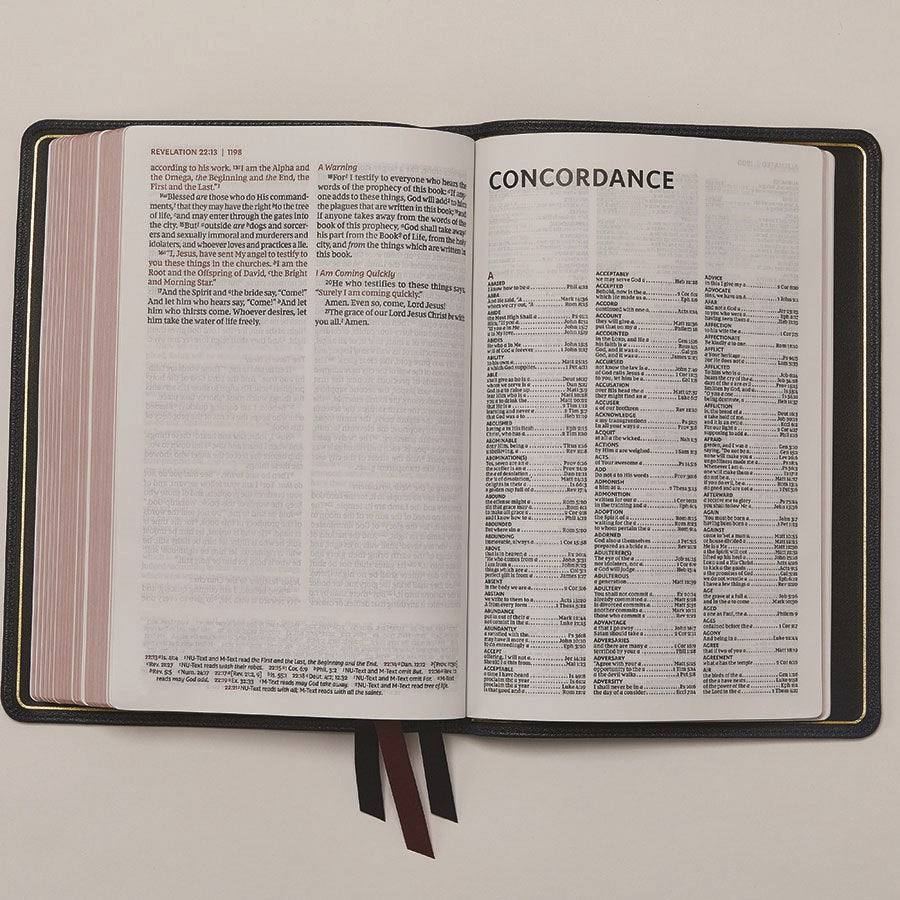 NKJV, Thinline Reference Bible, Large Print, Premium Goatskin Leather, Green, Premier Collection, Red Letter, Comfort Print