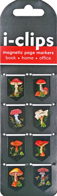 Mushrooms i-Clips Magnetic Page Markers (Set of 8 Magnetic Bookmarks)
