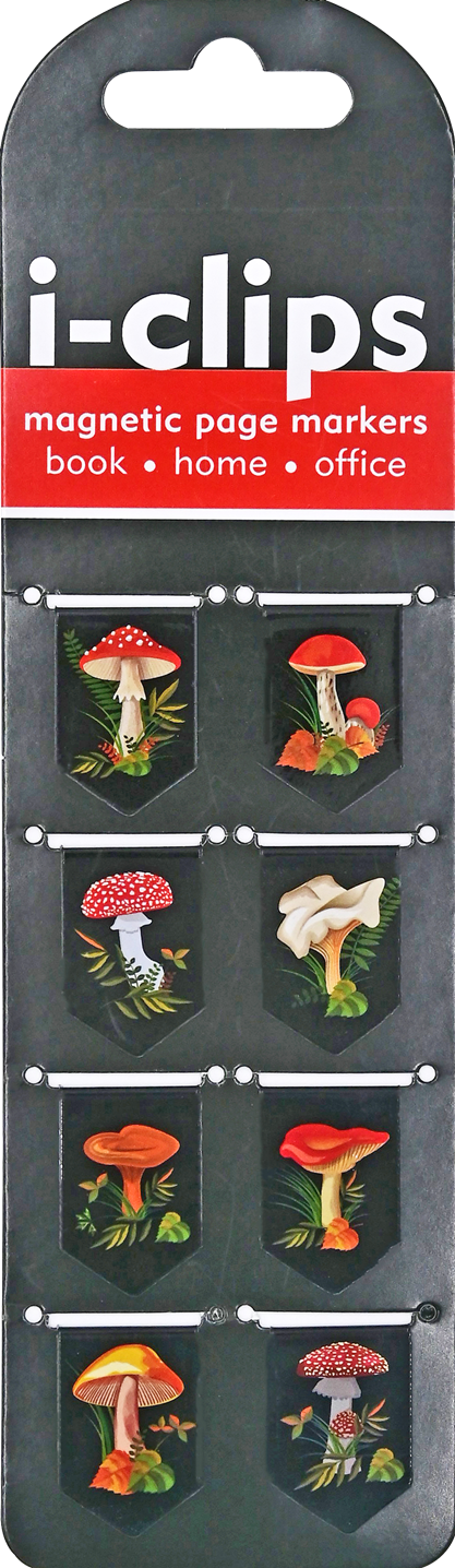 Mushrooms i-Clips Magnetic Page Markers (Set of 8 Magnetic Bookmarks)