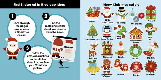 First Sticker Art: Merry Christmas: Color By Stickers for Kids, Make 20 Pictures! (Perfect Christmas Gift, Stocking Stuffer for Ages 3+)