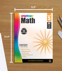 Spectrum 5th Grade Math Workbooks, Fractions, Geometry, Algebra Prep, Decimals, Volume, Area, Graphing, and More Mathematics, Classroom or Homeschool Curriculum