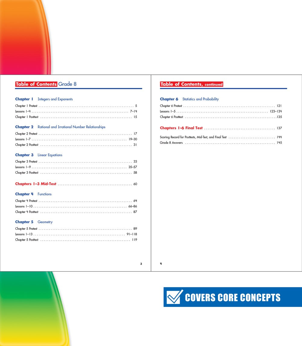Spectrum 8th Grade Math Workbooks, Ages 13-14, Geometry, Integers, Rational & Irrational Numbers, and Pythagorean Theorem 8th Grade Math Practice, Grade 8 Math Workbook For Teens