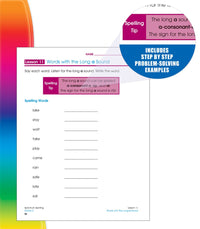 Spectrum Spelling Workbook Grade 2, Ages 7 to 8, 2nd Grade Spelling Workbook, Phonics, Handwriting Practice with Sight Words, Vowels, and Compound Words With English Dictionary - 208 Pages