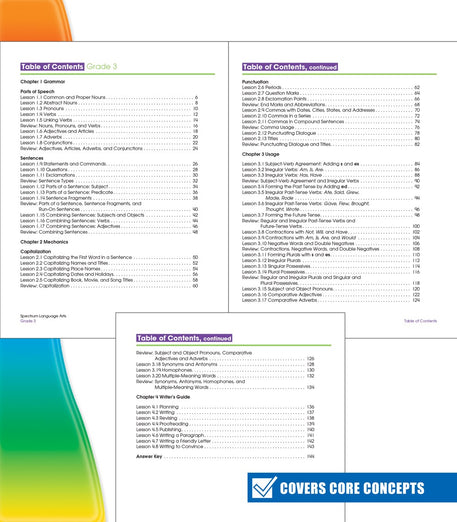 Spectrum Grade 3 Language Arts Workbook, English Grammar, Parts of Speech, Sentence Building Skills, Vocabulary, Punctuation, and More, ELA Classroom or Homeschool Curriculum