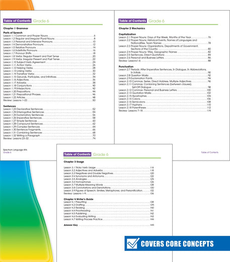 Spectrum Grade 6 Language Arts Workbook, Middle Grade Books Covering English Grammar, Parts of Speech, Sentence Types, Vocabulary, and More, ELA Classroom or Homeschool Curriculum