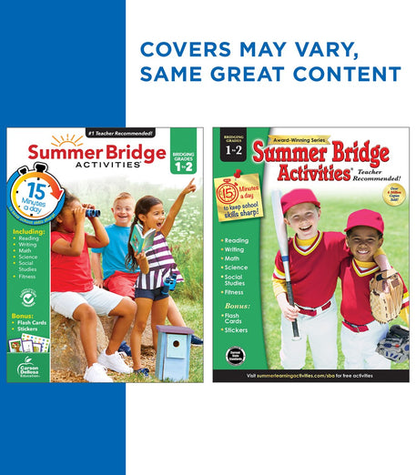 Summer Bridge Activities 1st to 2nd Grade Workbook, Activity Book With Math, Reading Comprehension, Science, Fitness, Social Studies, Writing Practice, and Flash Cards (Volume 3)