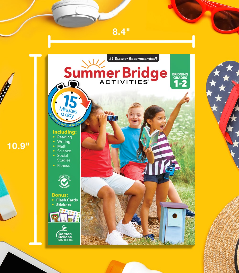 Summer Bridge Activities 1st to 2nd Grade Workbook, Activity Book With Math, Reading Comprehension, Science, Fitness, Social Studies, Writing Practice, and Flash Cards (Volume 3)