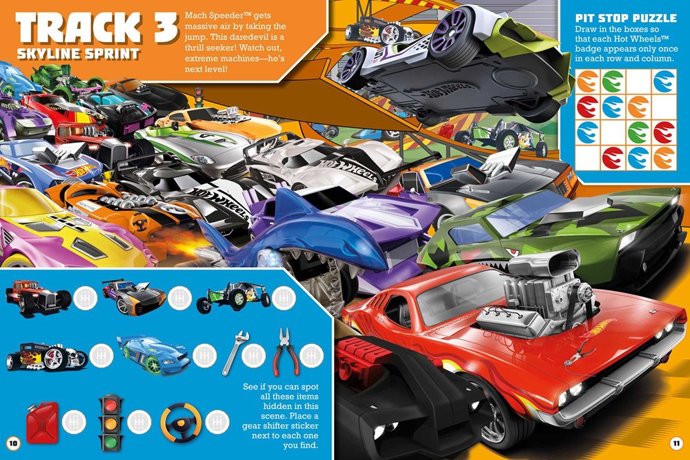 Hot Wheels: The Big Race Seek and Find: 100% Officially Licensed by Mattel, Over 200 Stickers, Perfect for Car Rides for Kids Ages 4 to 8 Years Old