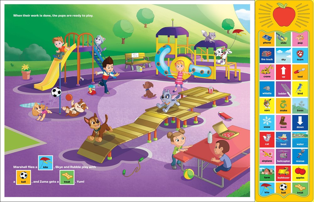 PAW Patrol Chase, Skye, Marshall, and More! First Words 30-Button Sound Book Great for Early Learning PI Kids