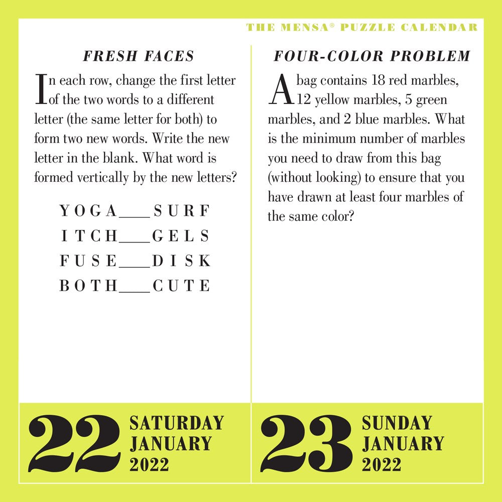 Mensa 365 Brain Puzzlers Page-A-Day Calendar 2022