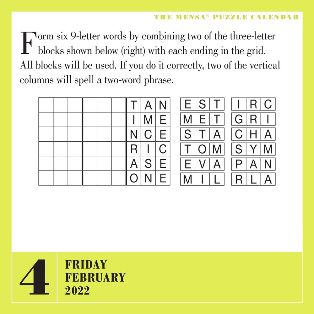 Mensa 365 Brain Puzzlers Page-A-Day Calendar 2022