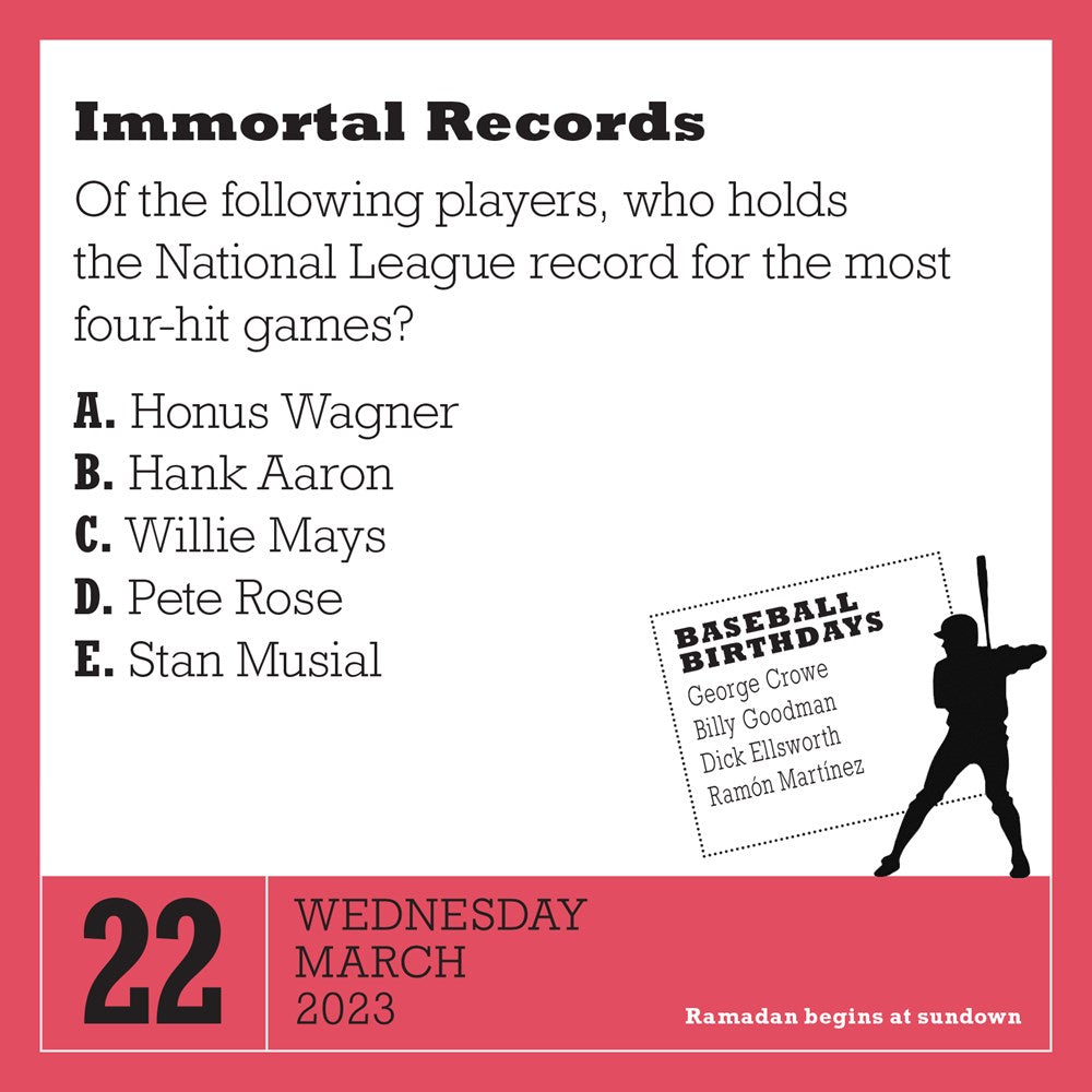 Year of Baseball Trivia! Page-A-Day Calendar 2023