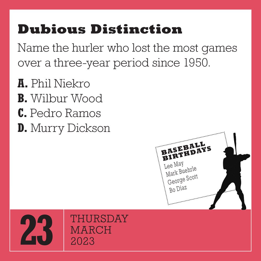 Year of Baseball Trivia! Page-A-Day Calendar 2023