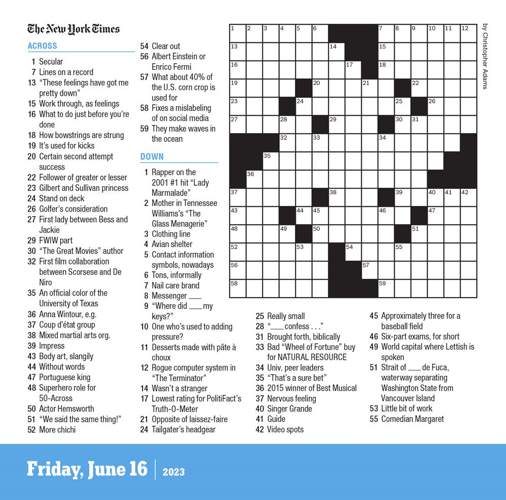 The New York Times Crossword Page-A-Day Calendar 2023
