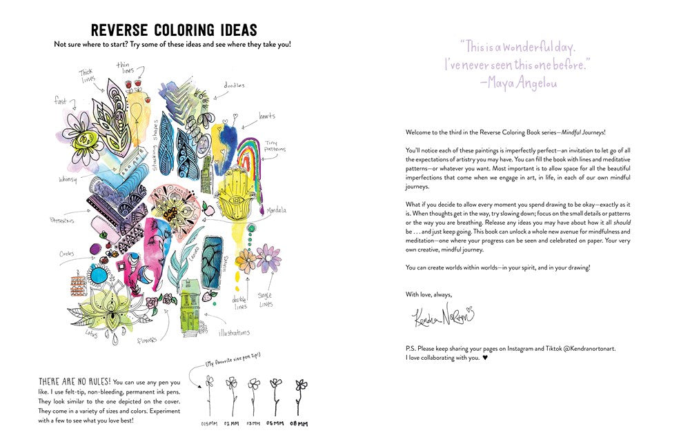 The Reverse Coloring Book(tm): Mindful Journeys: Be Calm and Creative: The Book Has the Colors, You Draw the Lines