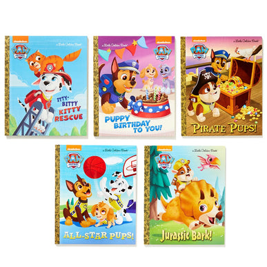 PAW Patrol Little Golden Book Library (PAW Patrol): Itty-Bitty Kitty Rescue; Puppy Birthday!; Pirate Pups; All-Star Pups!; Jurassic Bark!