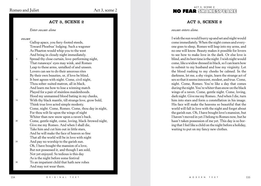 Romeo and Juliet: No Fear Shakespeare Side-by-Side Plain English