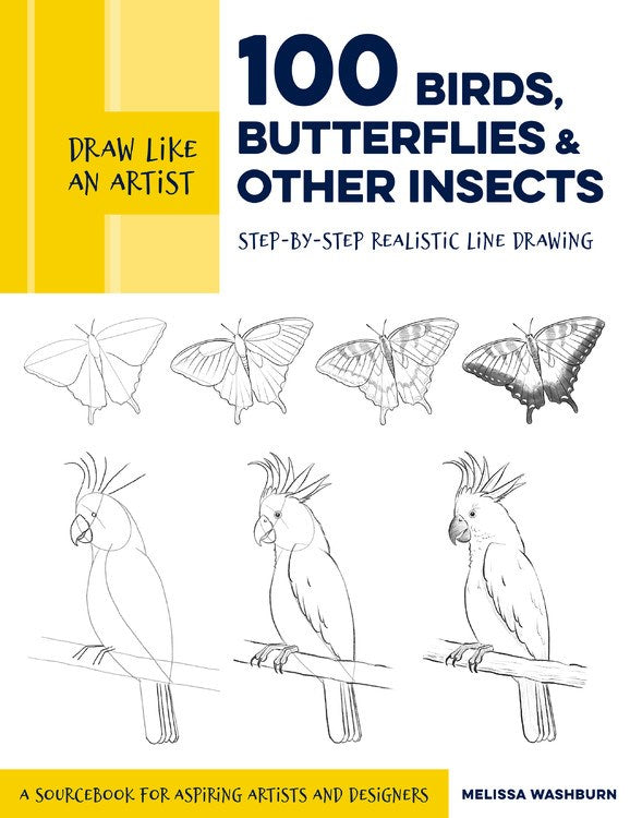 Draw Like an Artist: 100 Birds, Butterflies, and Other Insects : Step-by-Step Realistic Line Drawing - A Sourcebook for Aspiring Artists and Designers