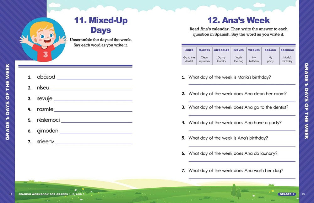 The Spanish Workbook for Grades 1, 2, and 3: 140+ Language Learning Exercises for Kids Ages 6-9