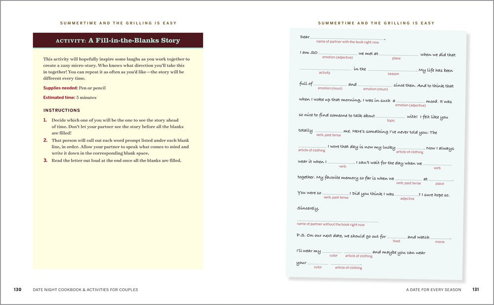Date Night Cookbook and Activities for Couples: Recipes and Games for a Romantic Night In