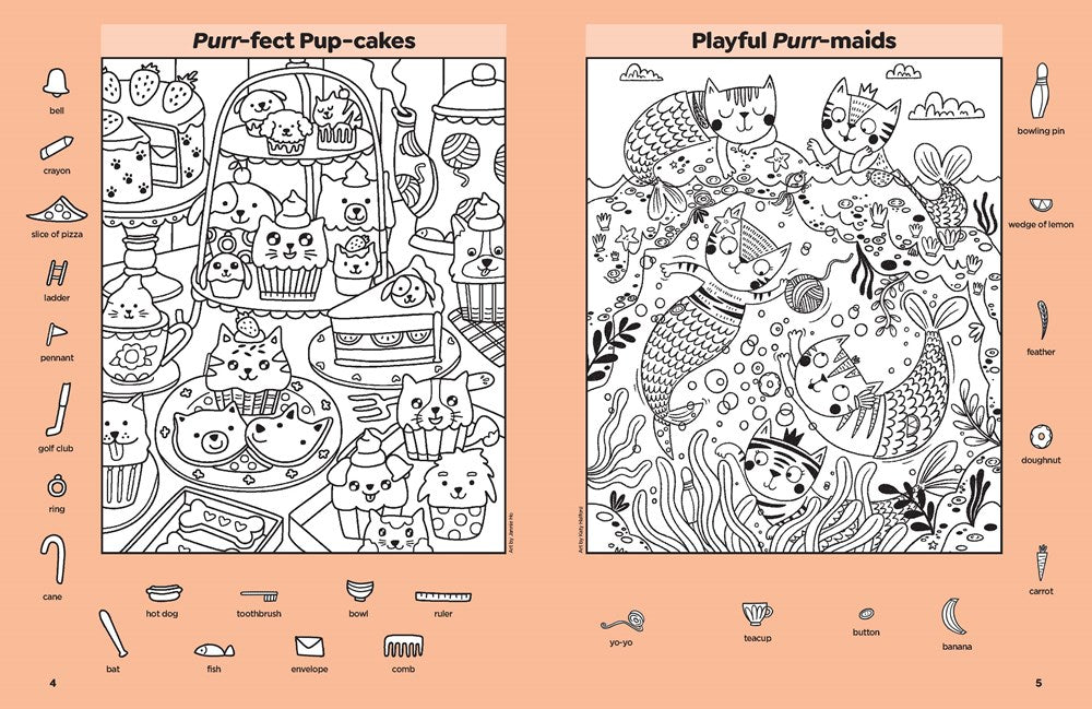 Cute Cat and Dog Puzzles: 144-Page Activity Book for Kids with Over 1,800 Objects to Find, Search-and-Find Puzzles Featuring Cute Kittens and Puppies (Highlights Hidden Pictures)