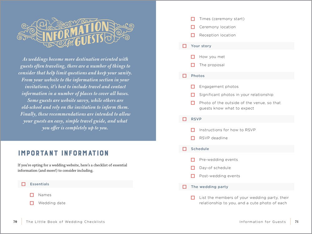 The Little Book of Wedding Checklists: All the Lists and Tips You Need to Plan the Big Day