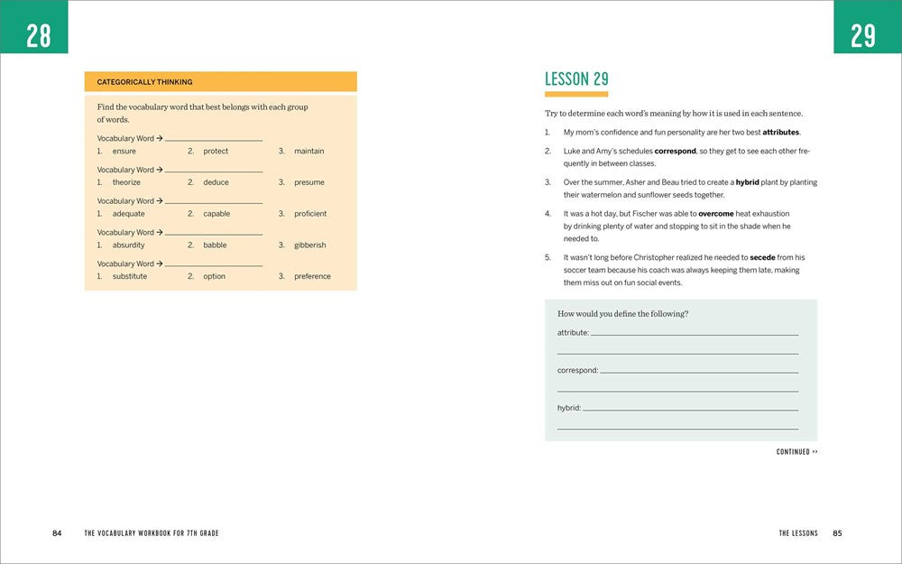 The Vocabulary Workbook for 7th Grade: Weekly Activities to Boost Your Word Power
