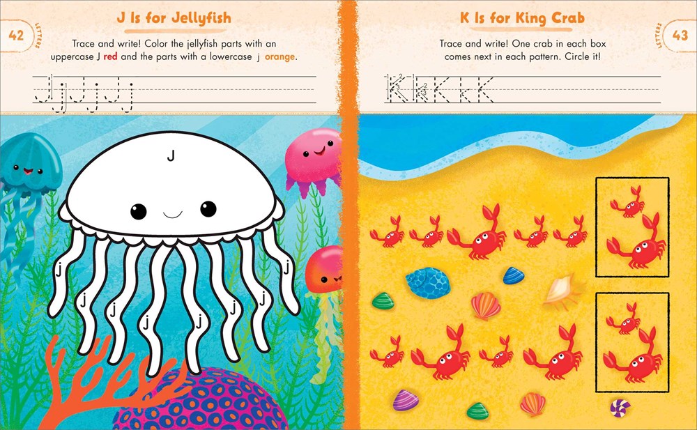 Preschool Activity Book Ocean Animals: 75 Games to Learn Letters, Numbers, Colors, and Shapes (School Skills Activity Books)