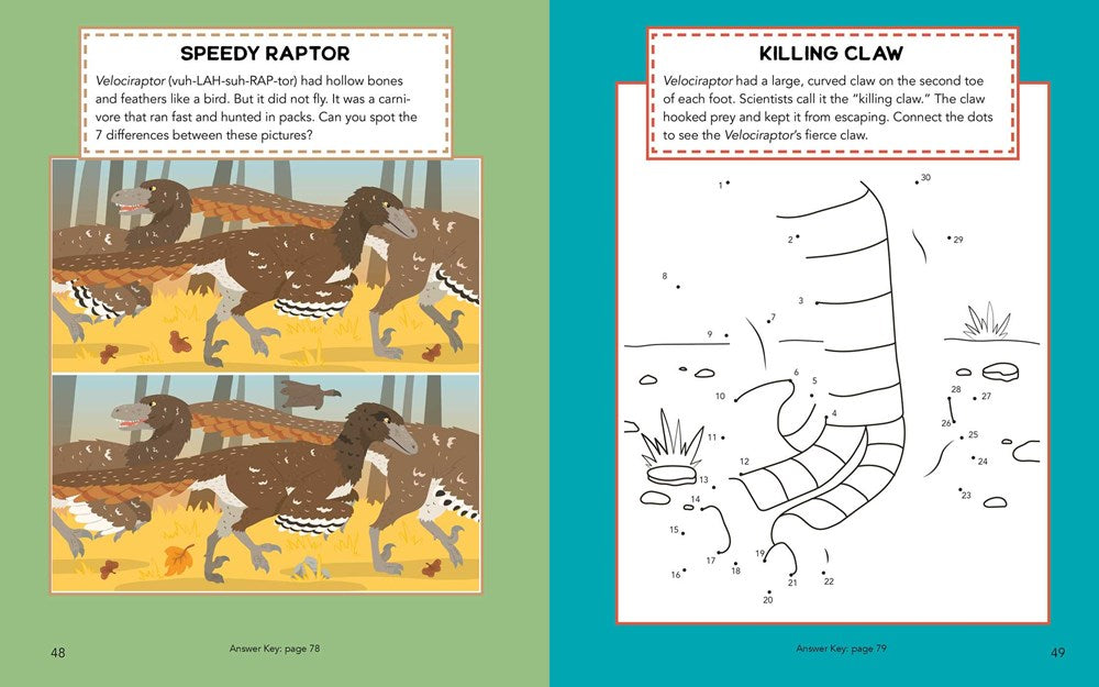 Dinosaur Activity Book for Kids: 70 Activities Including Coloring, Dot-to-Dots & Spot the Difference