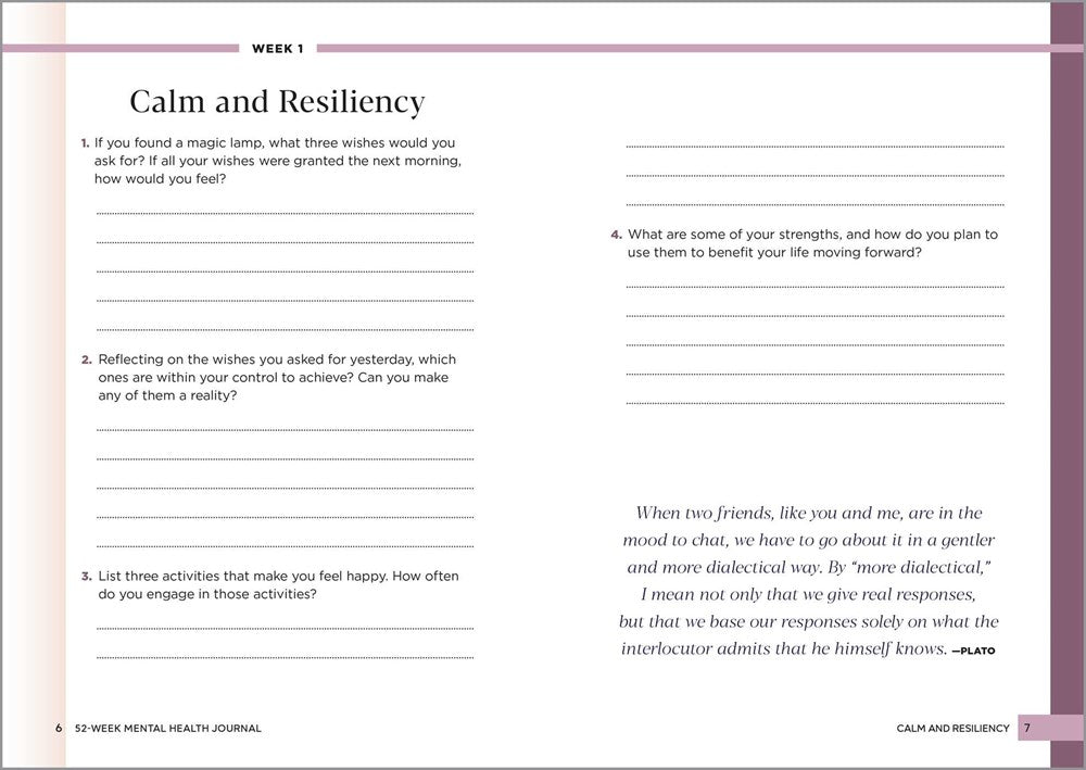 52-Week Mental Health Journal: Guided Prompts and Self-Reflection to Reduce Stress and Improve Well-Being
