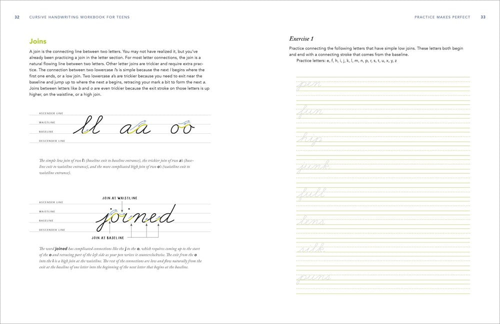 Cursive Handwriting Workbook for Teens: Exercises to Learn, Practice, and Improve