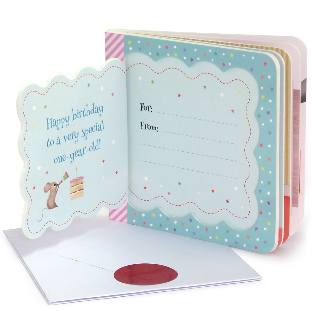 Now You Are One: Little Bird Greetings, Greeting Card Board Book with Personalization Flap, 1st Birthday Gifts for One Year Olds