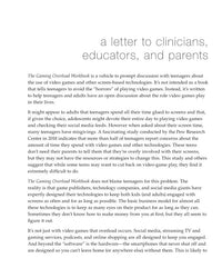 The Gaming Overload Workbook