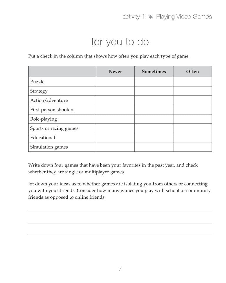 The Gaming Overload Workbook