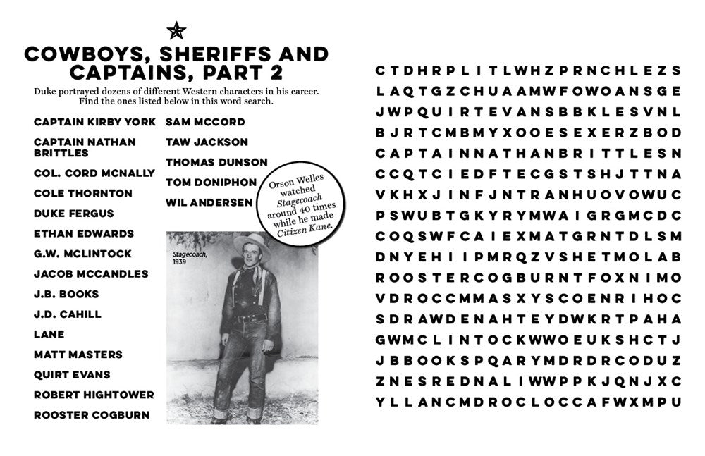 The John Wayne Word Search Book - The Westerns Large Print Edition